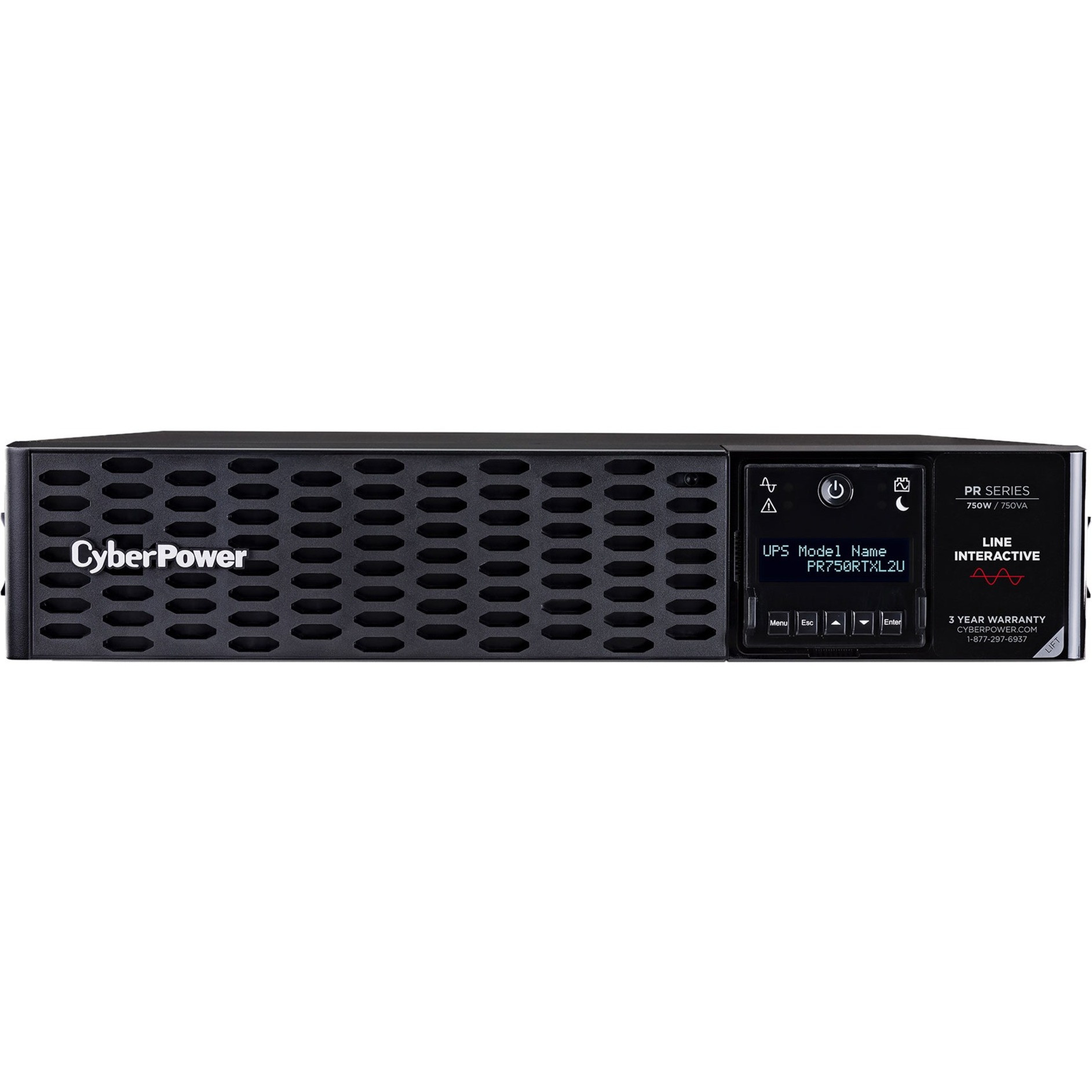 Cyber Power PR750RTXL2U New Smart App Sinewave UPS Systems750VA/750W, 120 VAC, NEMA 5-15P, 2U, Rack / Tower, Sine Wave, 8 Outlets, LCD, Po… PR750RTXL2U