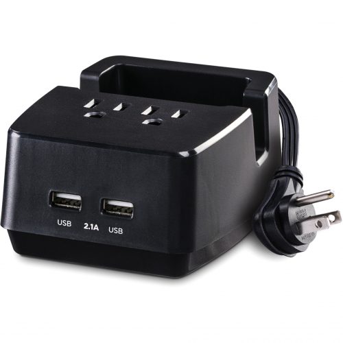 Cyber Power PS205U  Stations 2 Outlet  Station5 ft, NEMA 5-15P Plug Type, 22.1 Amps (Shared) USB, Black,  Warranty PS205U