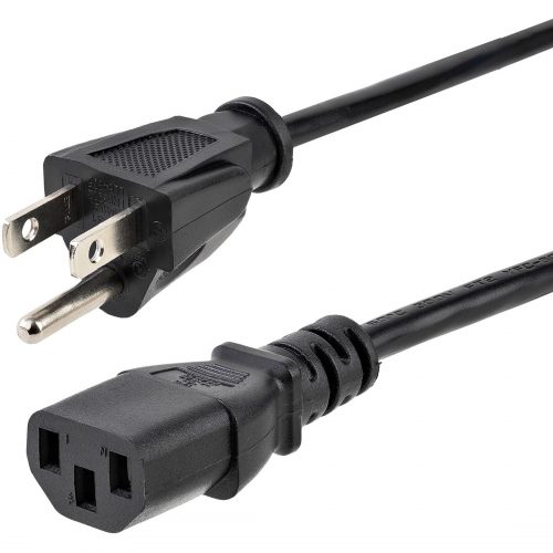 Startech .com 6ft(1.8m) Heavy Duty Power Cord, NEMA 5-15P to C13, 15A 125V 14AWG, Replacement AC Computer Power Cord, PC Power Supply Cable6… PXT101146