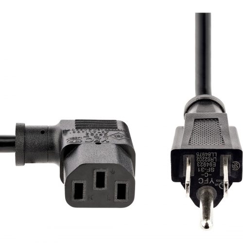 Startech .com 10ft (3m) Computer Power Cord, NEMA 5-15P to Right Angle C13, 10A 125V, 18AWG, Replacement AC Power Cord, Monitor Power Cable1… PXT101L10