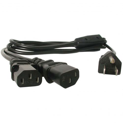 Startech .com 6ft (2m) Computer Power Cord Y Splitter, NEMA 5-15P to 2x C13 Y Cable, 10A 125V, 18AWG, AC Power Cord, Monitor Power Cable6ft (2… PXT101Y