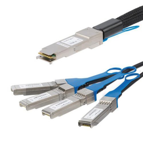 Startech .com .com MSA Uncoded Compatible 1m QSFP+ to 4x SFP+ Direct Attach Breakout Cable40GbEQSFP+ to 4x SFP+ Copper DAC 40… QSFP4SFPPC1M
