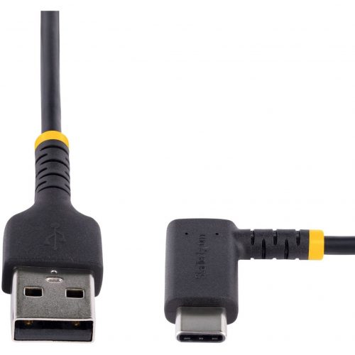 Startech .com 3ft (1m) USB A to C Charging Cable Right Angle, Heavy Duty Fast Charge USB-C Cable, Durable and Rugged Aramid Fiber, 3A… R2ACR-1M-USB-CABLE
