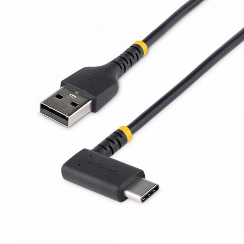 Startech .com 6tf (2m) USB A to C Charging Cable Right Angle, Heavy Duty Fast Charge USB-C Cable, Durable and Rugged Aramid Fiber, 3A… R2ACR-2M-USB-CABLE