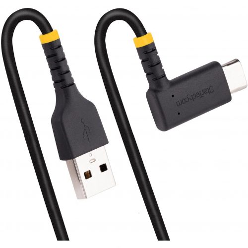Startech .com 12in (30cm) USB A to C Charging Cable Right Angle, Heavy Duty Fast Charge USB-C Cable, Durable and Rugged Aramid Fiber,… R2ACR-30C-USB-CABLE