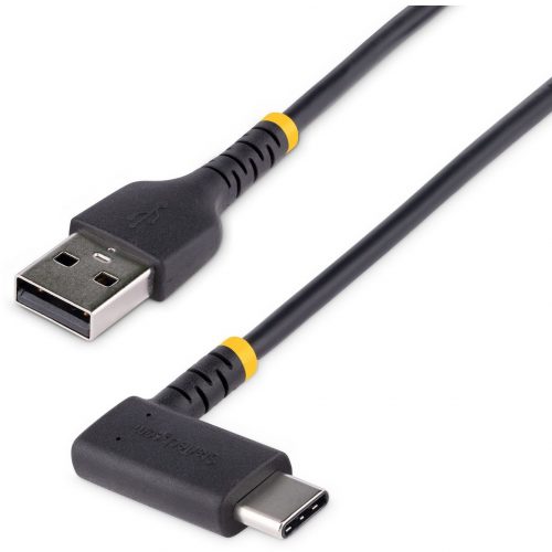 Startech .com 12in (30cm) USB A to C Charging Cable Right Angle, Heavy Duty Fast Charge USB-C Cable, Durable and Rugged Aramid Fiber,… R2ACR-30C-USB-CABLE