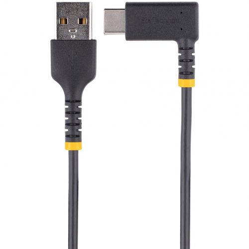 Startech .com 12in (30cm) USB A to C Charging Cable Right Angle, Heavy Duty Fast Charge USB-C Cable, Durable and Rugged Aramid Fiber,… R2ACR-30C-USB-CABLE