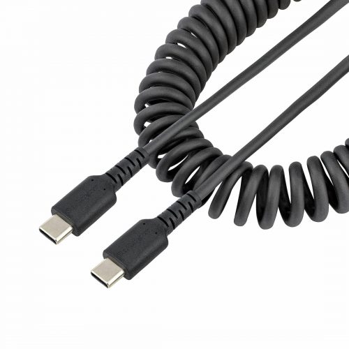 Startech .com 20in (50cm) USB C Charging Cable, Coiled Heavy Duty Fast Charge & Sync USB-C Cable, High Quality USB 2.0 Type-C Cable,… R2CCC-50C-USB-CABLE