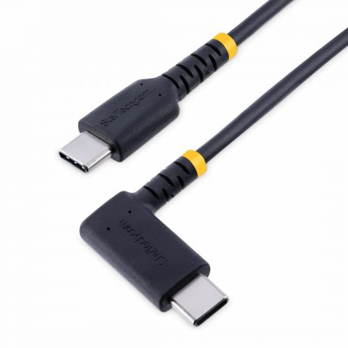 Startech .com 3ft (1m) USB C Charging Cable Right Angle, 60W PD 3A, Heavy Duty Fast Charge USB-C Cable, Durable Rugged Aramid Fiber -… R2CCR-1M-USB-CABLE