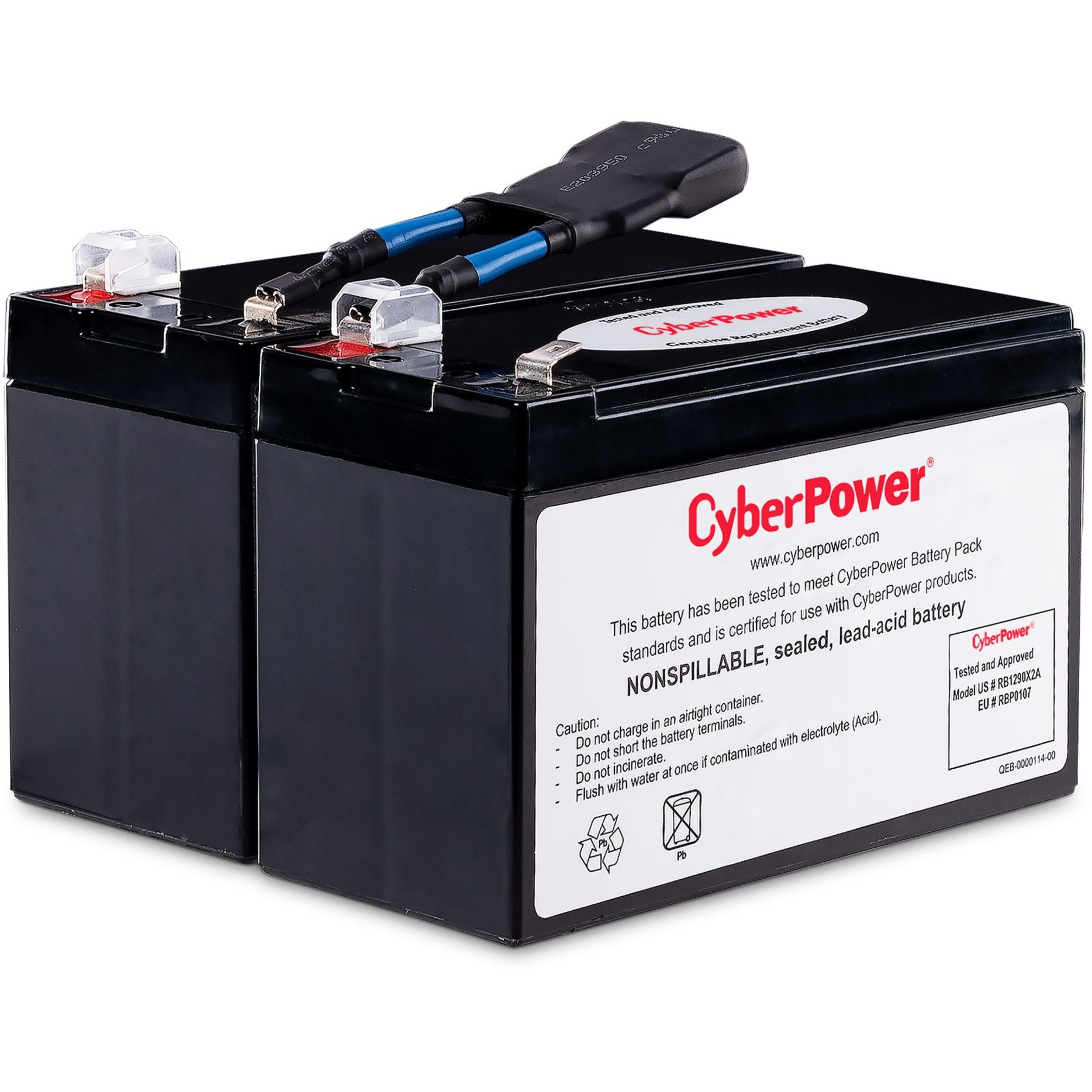 Cyber Power RB1290X2A Replacement Battery Cartridge2 X 12 V / 9 Ah Sealed Lead-Acid Battery, 18MO Warranty RB1290X2A