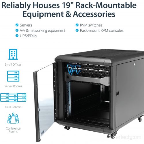 Startech .com 12U 36in Knock-Down Server Rack Cabinet with CastersEasy to transport and quick assemble 12U secure server rack cabinetComp… RK1236BKF