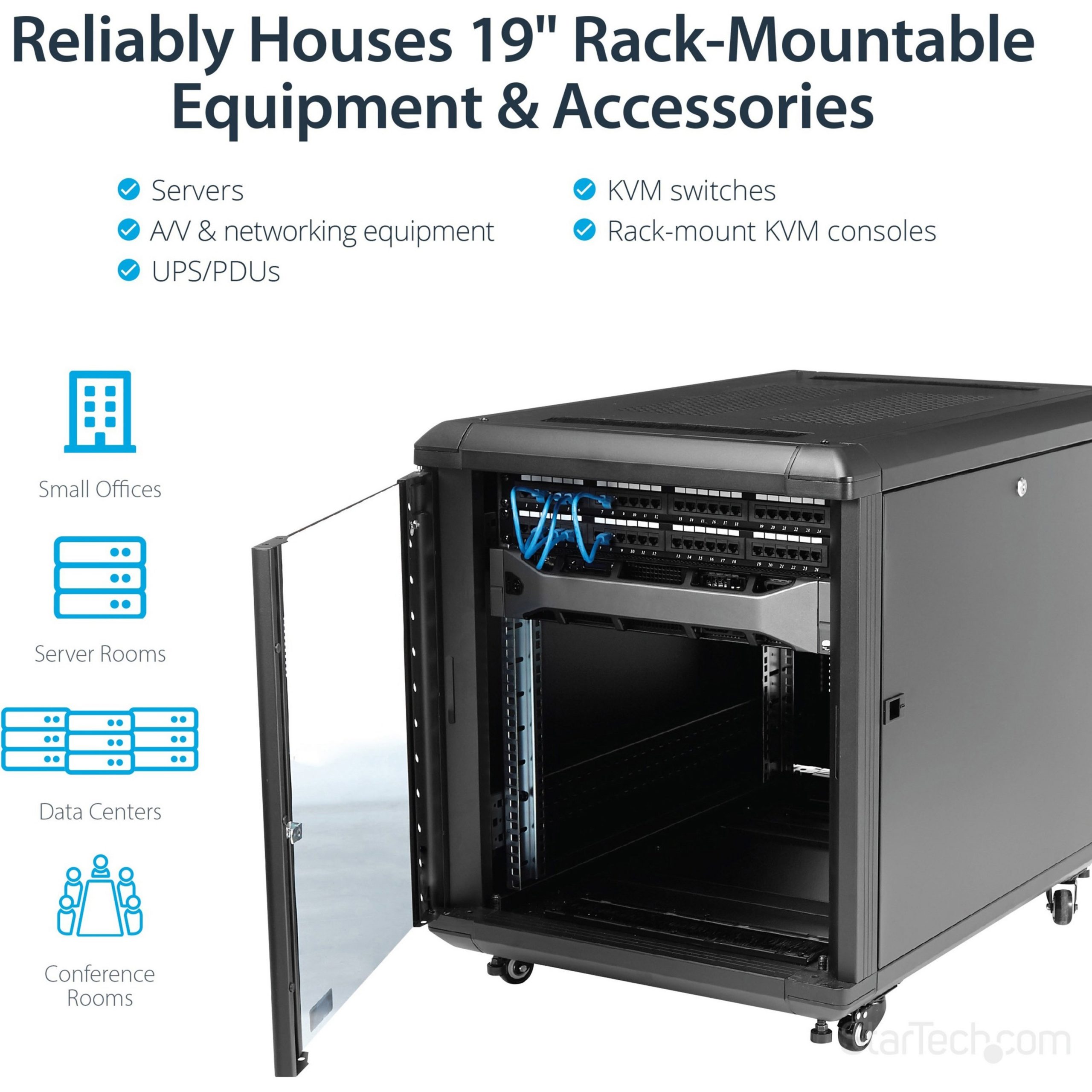 StarTech.com 4-Post 12U Server Rack Cabinet, 19 Data Rack Cabinet for  Computer / IT Equipment, Home Network Rack, Half - RK1236BKF - Racks &  Cabinets - CDW.ca