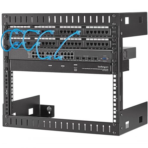 Startech .com 8U 19″ Wall Mount Network Rack, 12″ Deep 2 Post Open Frame Server Room Rack for Data/AV/IT/Computer Equipment/Patch Panel with C… RK812WALLO