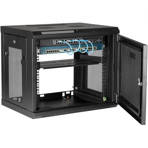 Startech .com 2 Post 9U 19″ Wall Mount Network Cabinet Adjustable 6-15″- Locking Vented IT Equipment/Switch Rack Enclosure /Shelf/Hook&LoopSec… RK9WALM