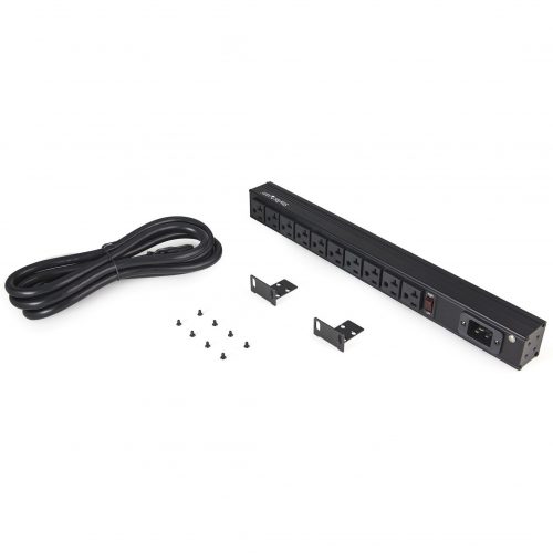 Startech .com 10 Outlet Rack Mount Power Strip 125V/16 Amp, 1U Horizontal 19″ Rackmount PDU, NEMA 5-20P Input, 10x NEMA 5-15/20R Outlets10x… RKPW101920