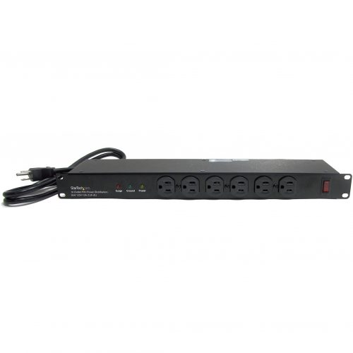 Startech .com Rackmount PDU with 16 Outlets and Surge Protection19in Power Distribution Unit1UNEMA 5-15P16 x NEMA 5-15R120 V AC… RKPW161915