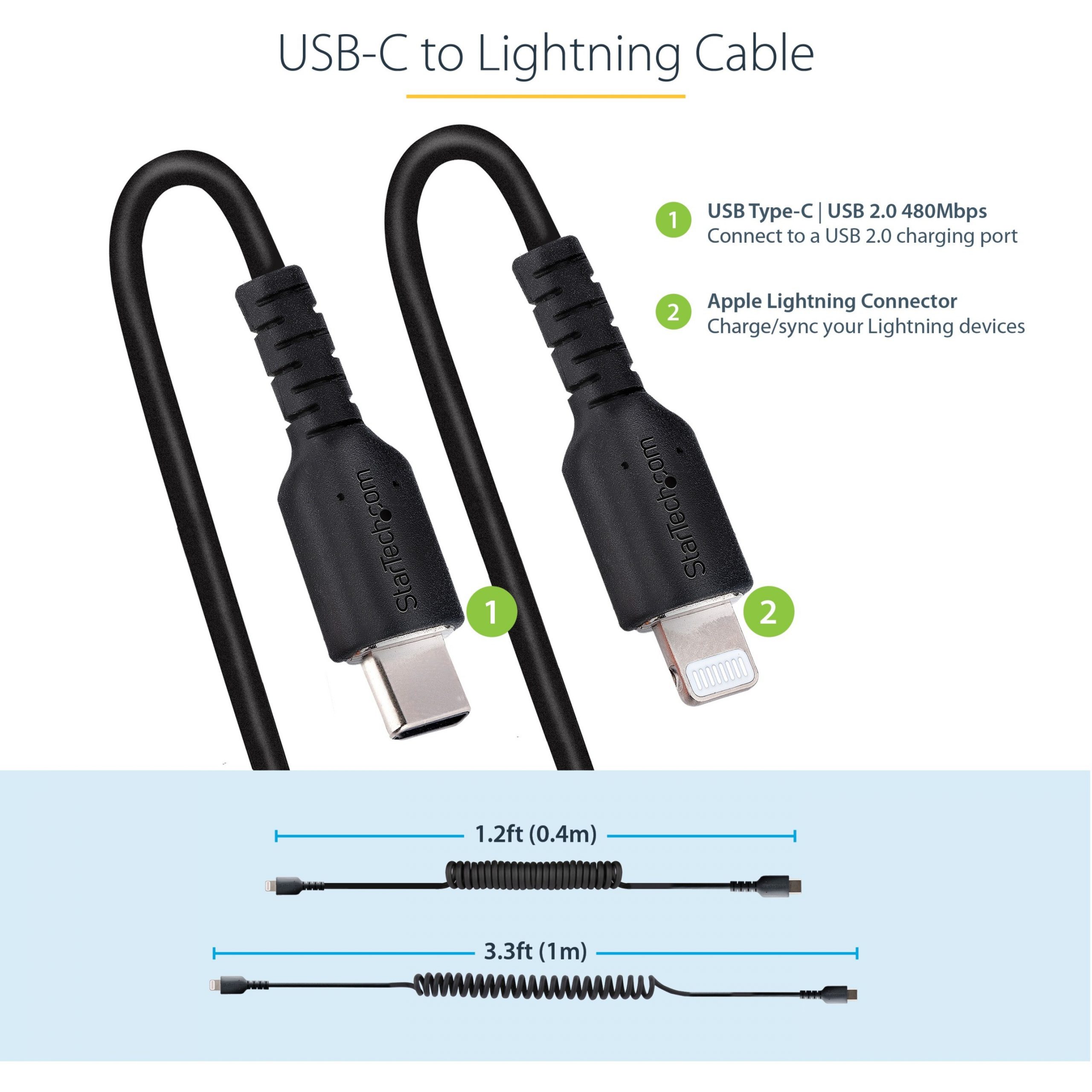 Cable USB-C a Lightning (1 m, negro)