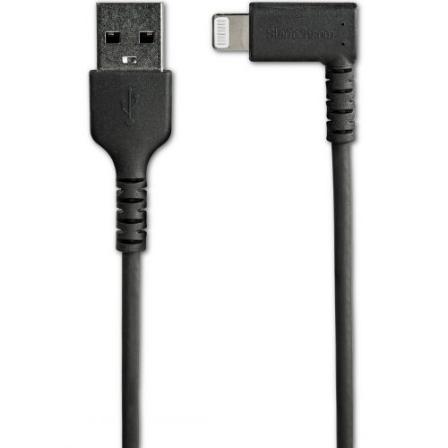 Startech .com 1m USB A to Lightning Cable iPhone iPad Durable Right Angled 90 Degree Black Charger Cord w/Aramid Fiber Apple MFI Certified -… RUSBLTMM1MBR