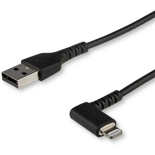 Startech .com 2m USB A to Lightning Cable iPhone iPad Durable Right Angled 90 Degree Black Charger Cord w/Aramid Fiber Apple MFI Certified -… RUSBLTMM2MBR