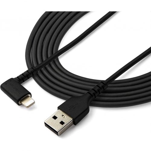 Startech .com 2m USB A to Lightning Cable iPhone iPad Durable Right Angled 90 Degree Black Charger Cord w/Aramid Fiber Apple MFI Certified -… RUSBLTMM2MBR