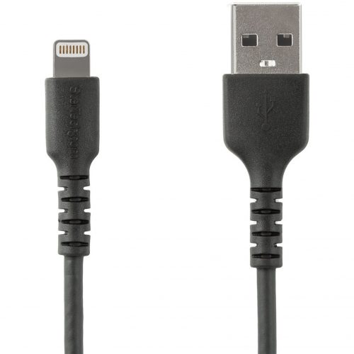 Startech .com 6 foot/2m Durable Black USB-A to Lightning Cable, Rugged Heavy Duty Charging/Sync Cable for Apple iPhone/iPad MFi CertifiedA… RUSBLTMM2MB