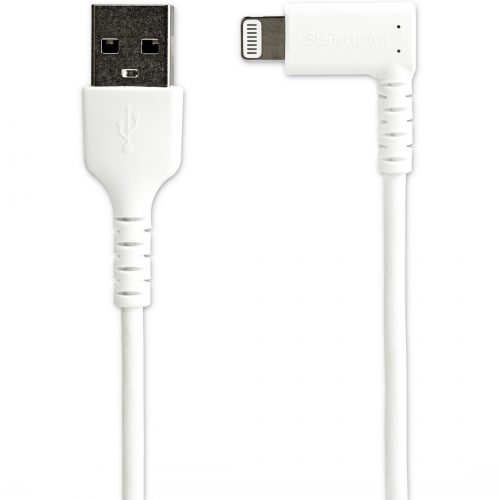 Startech .com 2m USB A to Lightning Cable iPhone iPad Durable Right Angled 90 Degree White Charger Cord w/Aramid Fiber Apple MFI Certified -… RUSBLTMM2MWR