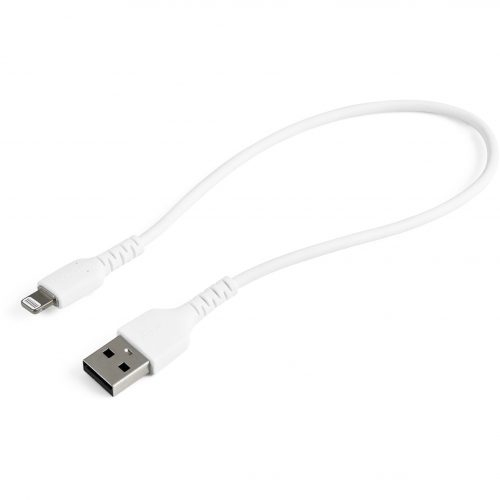 Startech .com 12inch/30cm Durable White USB-A to Lightning Cable, Rugged Heavy Duty Charging/Sync Cable for Apple iPhone/iPad MFi Certified… RUSBLTMM30CMW