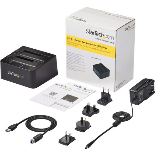 Startech .com Dual-Bay USB 3.1 to SATA Hard Drive Docking Station, 2.5/3.5″ SATA I/II/III, SSD/HDD Dock, USB Hard Drive Bay, Top-LoadingDua… SDOCK2U313