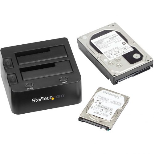 Startech .com Dual-Bay USB 3.0 to SATA Hard Drive Docking Station, 2.5/3.5″ SATA I/II/III, SSD/HDD Dock, USB Hard Drive Bay, Top-LoadingDual… SDOCK2U33