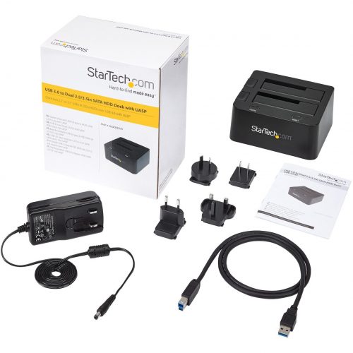 Startech .com Dual-Bay USB 3.0 to SATA Hard Drive Docking Station, 2.5/3.5″ SATA I/II/III, SSD/HDD Dock, USB Hard Drive Bay, Top-LoadingDual… SDOCK2U33