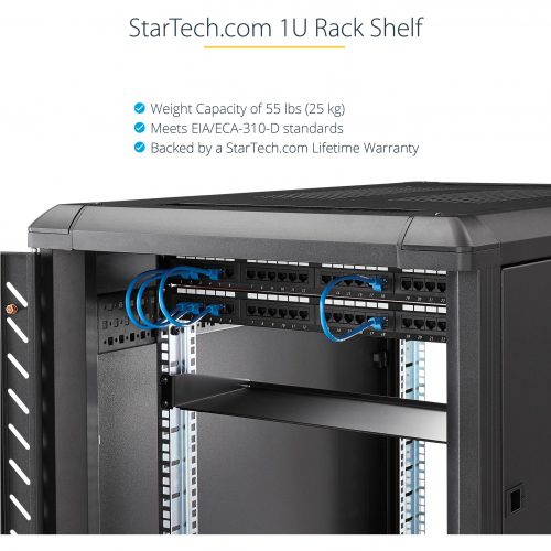 Startech .com 1U Server Rack Cabinet ShelfFixed 12″ Deep Cantilever Rackmount Tray for 19″ Data/AV/Network Enclosure w/cage nuts,… SHELF-1U-12-FIXED-S
