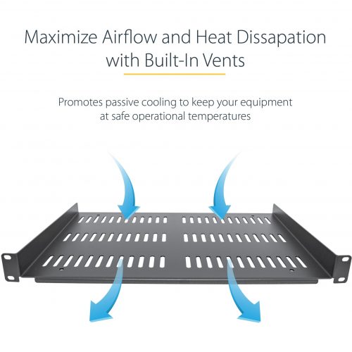Startech .com 1U Vented Server Rack Cabinet ShelfFixed 12″ Deep Cantilever Rackmount Tray for 19″ Data/AV/Network Enclosure w/Cage… SHELF-1U-12-FIXED-V