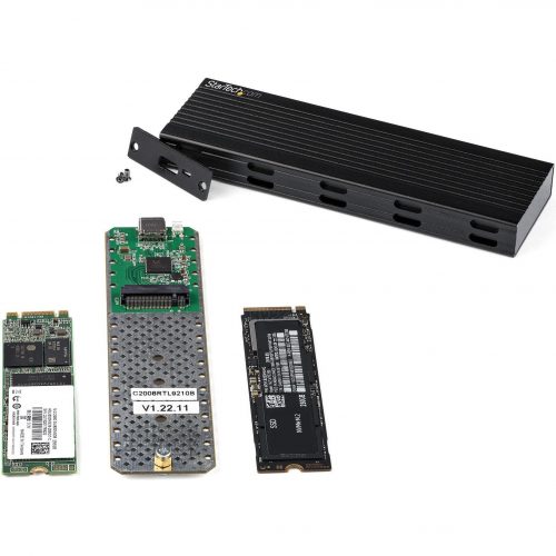 Startech .com USB-C 10Gbps to M.2 NVMe or M.2 SATA SSD Enclosure, Portable M.2 PCIe/SATA SSD Aluminum Enclosure, USB-C & USB-A Host Cables -… SM2E1BMU31C