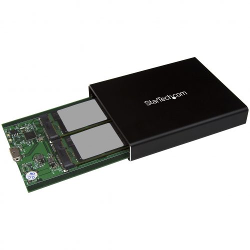 Startech .com Dual mSATA EnclosureRAIDmSATA SSD EnclosureUSB 3.1 (10Gbps)USB-C & USB-A External EnclosureAluminumQuickly ac… SMS2BU31C3R