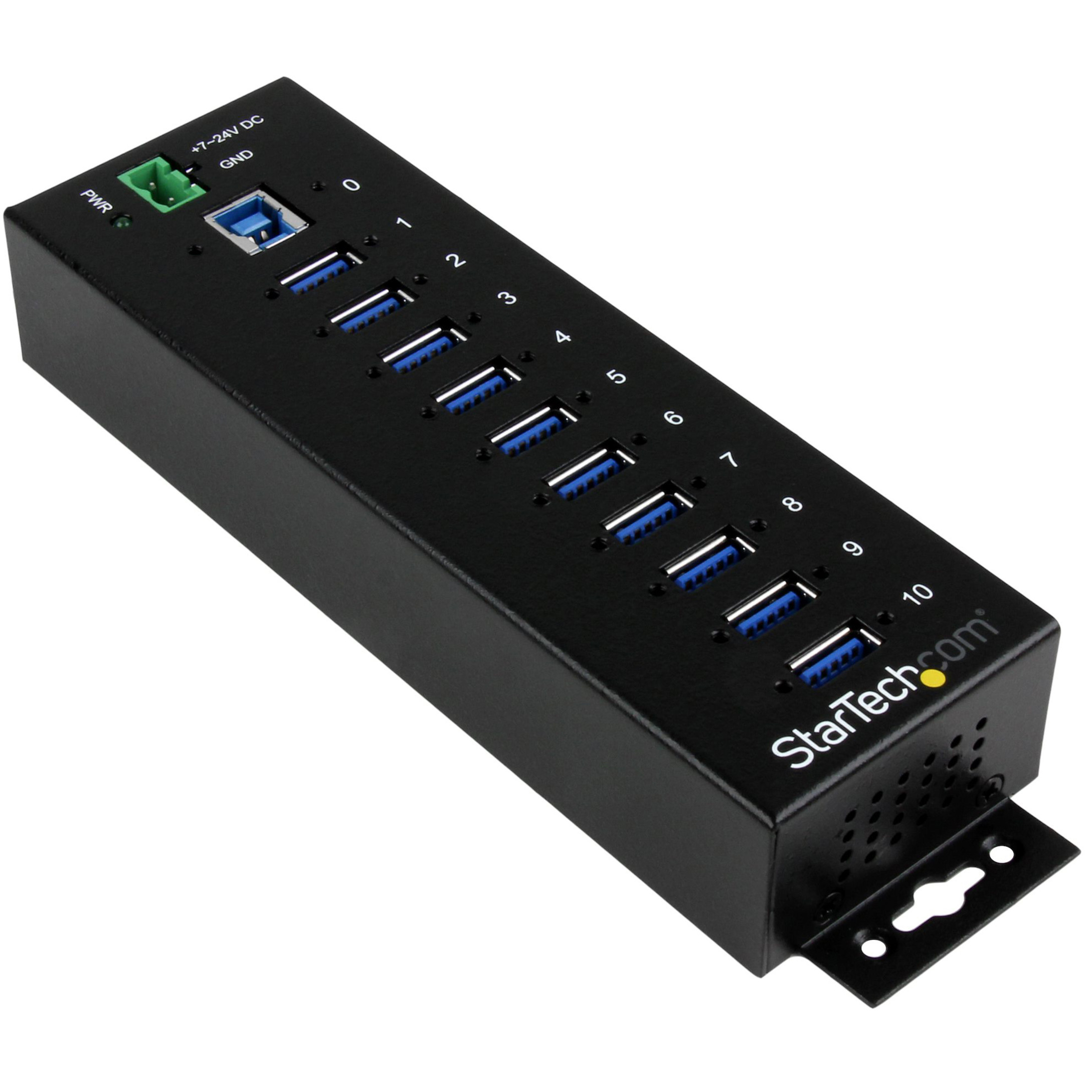 Startech .com 10 Port Industrial USB 3.0 HubESD and Surge ProtectionDIN Rail or Surface-Mountable Metal HousingAdd ten USB 3.0 (5Gbps… ST1030USBM