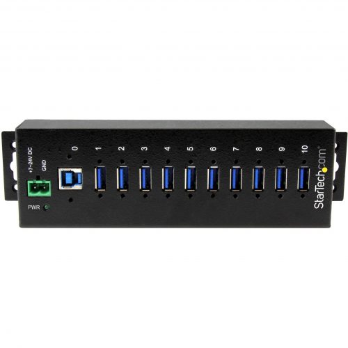 Startech .com 10 Port Industrial USB 3.0 HubESD and Surge ProtectionDIN Rail or Surface-Mountable Metal HousingAdd ten USB 3.0 (5Gbps… ST1030USBM