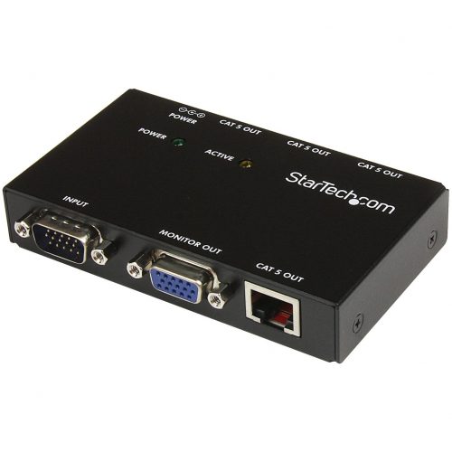 Startech .com 4 Port VGA Over CAT5 Video Extender450ft (150m)Extend and distribute a VGA signal to up to 4 displays over Cat5 cablevga o… ST1214T