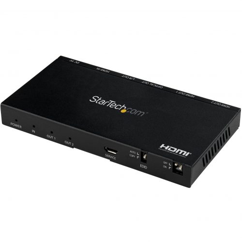 Startech .com 2-Port HDMI Splitter (1×2), 4K 60Hz UHD HDMI 2.0 Audio Video Splitter w/ Scaler and Audio Extractor, EDID Copy, TV/Projector2… ST122HD20S