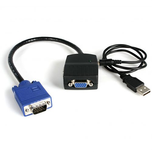 Startech .com 2 Port VGA Video SplitterUSB PoweredCompact USB-powered VGA splitter allows you to split a video source to two separate displ… ST122LE