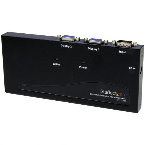 Startech .com .com 2 Port High Resolution VGA Video Splitter350 MHzSplit a single high resolution VGA video signal to 2 monitors o… ST122PRO