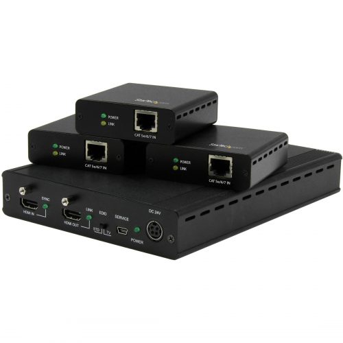 Startech .com 3 Port HDBaseT Extender Kit with 3 Receivers1x3 HDMI over CAT5e/CAT6 Splitter1-to-3 HDBaseT Distribution SystemUp to 4K… ST124HDBT