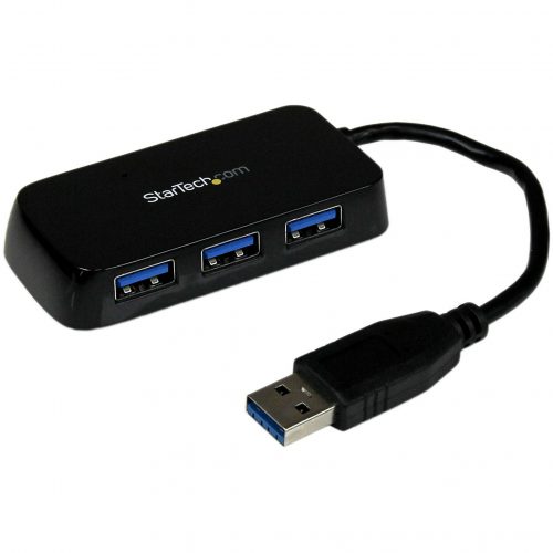 Startech .com Portable 4 Port SuperSpeed Mini USB 3.0 HubBlackAdd four USB 3.0 ports to your notebook or Ultrabook using this slim and… ST4300MINU3B