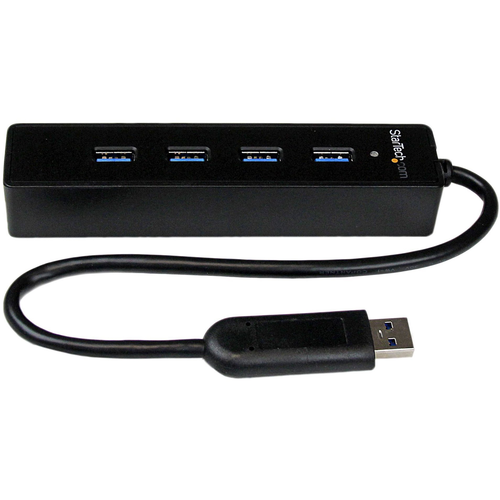 Startech .com 4 Port Portable SuperSpeed USB 3.0 Hub with Built-in CableAdd four external USB 3.0 ports to your notebook or Ultrabook&trade… ST4300PBU3