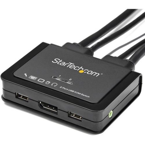 Startech .com 2 Port DisplayPort KVM Switch4K 60HzUHD DP 1.2 USB KVM Switch w/ 4ft Cables & AudioBus Powered & Remote Switching2… SV211DPUA4K
