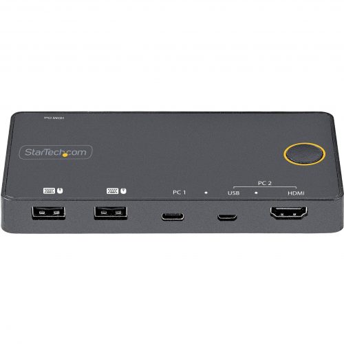 Startech .com 2 Port Hybrid USB-A + HDMI & USB-C KVM Switch, Single 4K 60Hz HDMI 2.0 Monitor, Compact Desktop and/or Laptop HDMI KVM Switch -… SV221HUC4K