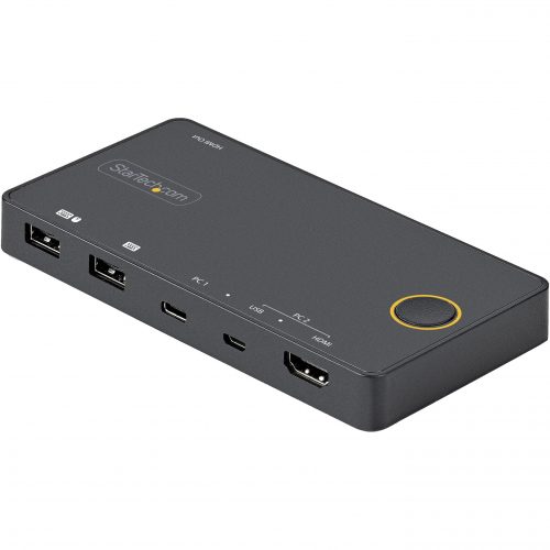 Startech .com 2 Port Hybrid USB-A + HDMI & USB-C KVM Switch, Single 4K 60Hz HDMI 2.0 Monitor, Compact Desktop and/or Laptop HDMI KVM Switch -… SV221HUC4K
