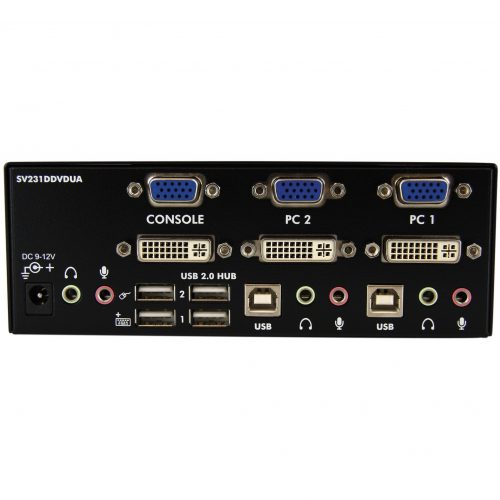 Startech .com 2 Port DVI VGA Dual Monitor KVM Switch USB with Audio & USB 2.0 HubShare a keyboard and mouse as well as 1 VGA and 1 DVI dis… SV231DDVDUA