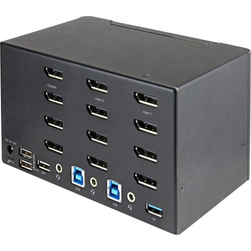 Startech .com 2 Port Quad Monitor DisplayPort KVM Switch 4K 60Hz UHD HDR, DP 1.2 KVM Switch, 2 Port USB 3.0 Hub, 4x USB HID, Audio, Hotkey -… SV231QDPU34K