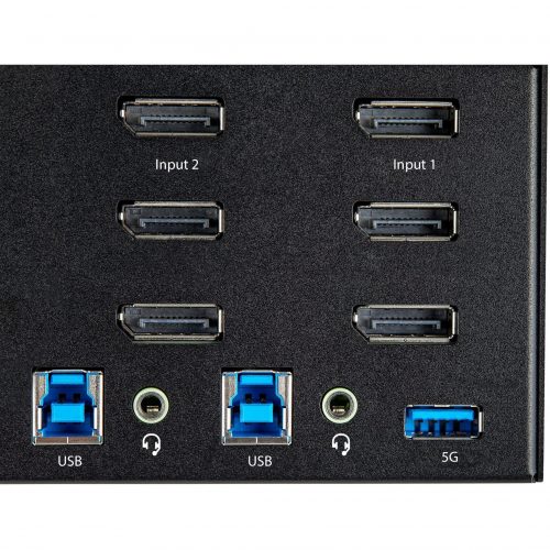 Startech .com 2 Port Triple Monitor DisplayPort KVM Switch 4K 60Hz UHD HDR, DP 1.2 KVM Switch, 2-Pt USB 3.0 Hub, 4x USB HID, Audio, Hotkey -… SV231TDPU34K