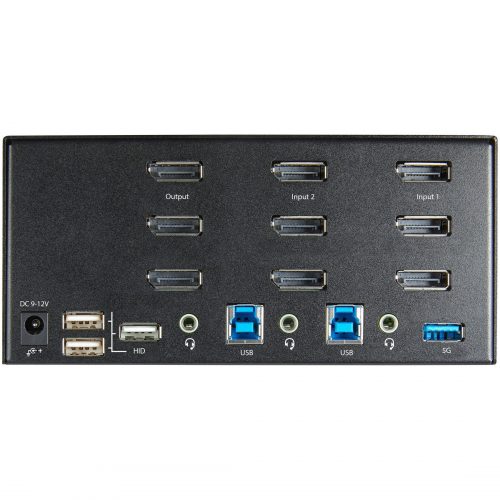 Startech .com 2 Port Triple Monitor DisplayPort KVM Switch 4K 60Hz UHD HDR, DP 1.2 KVM Switch, 2-Pt USB 3.0 Hub, 4x USB HID, Audio, Hotkey -… SV231TDPU34K